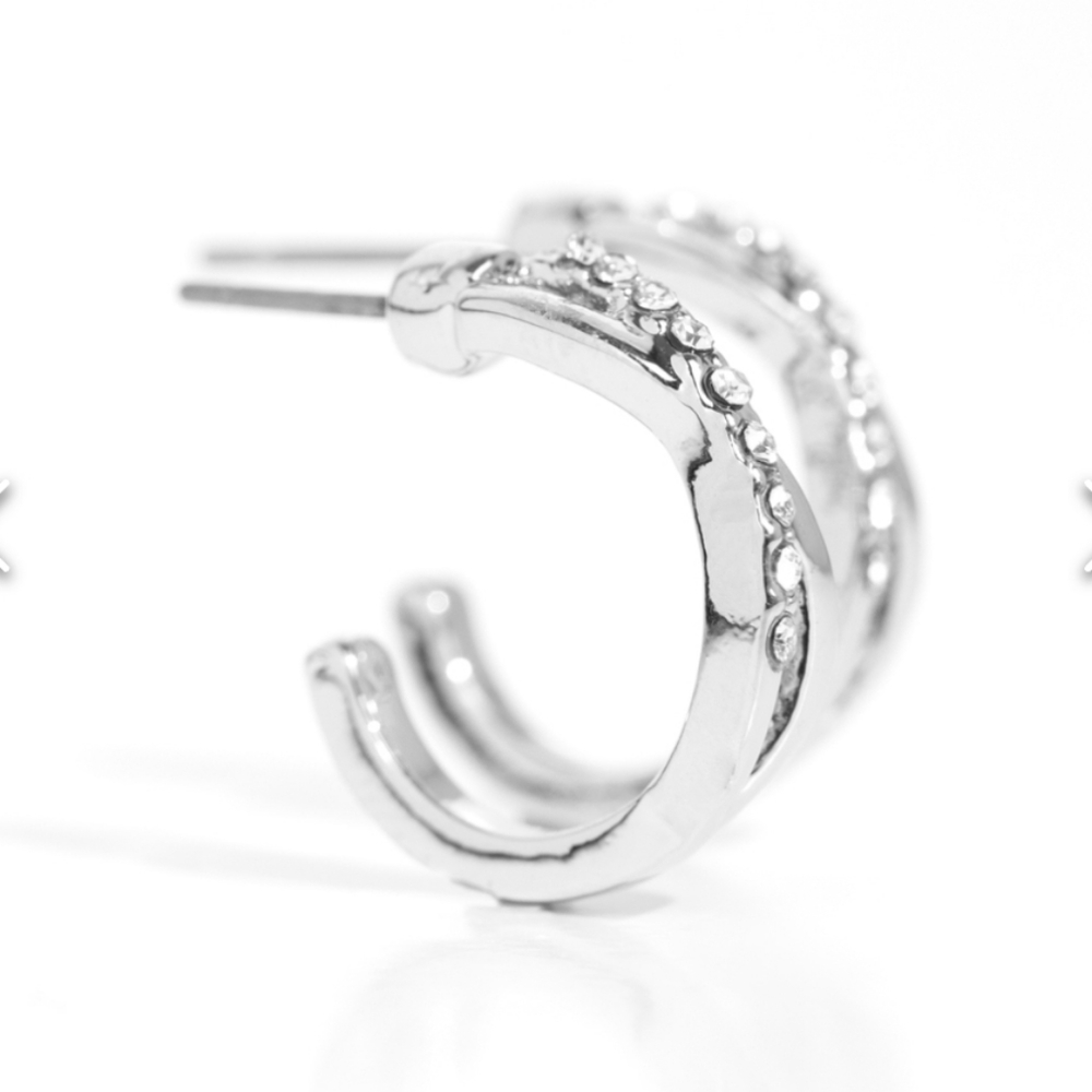 Horoscope Helixes Silver Hoop Earrings 👀 Dainty  Rhinestones